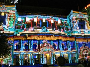 Lights on the Customs House.