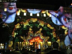 Lights on the Customs House.